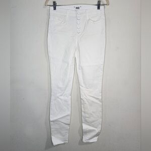 Paige Hoxton White Denim Button Fly Ultra Skinny Women 26 High Rise Stretch Jean